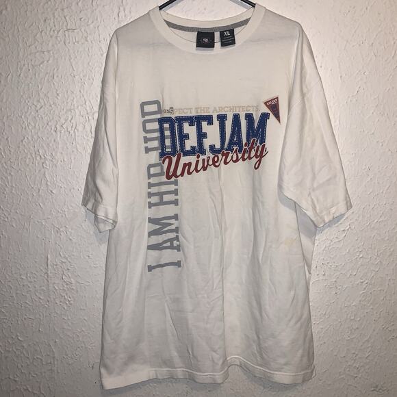 Vintage Y2K Def Jam University Embroidered White Short Sleeve T-Shirt XL - Picture 1 of 5